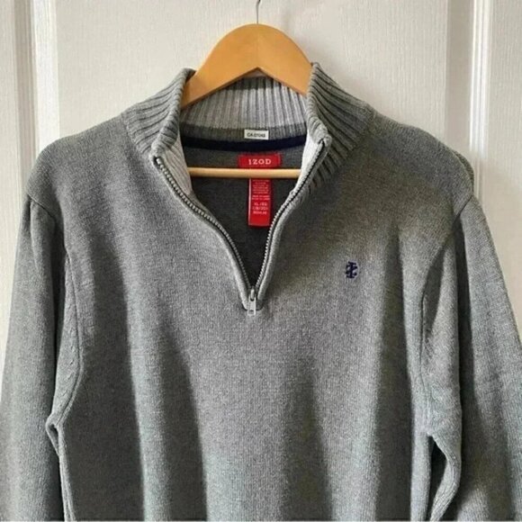 IZOD Sweater 1/4 Zip Pullover 100% Cotton Grey Boys Size XL - Picture 5 of 14